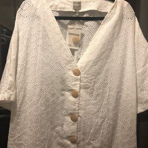 ASOS CURVE white eyelet blouse